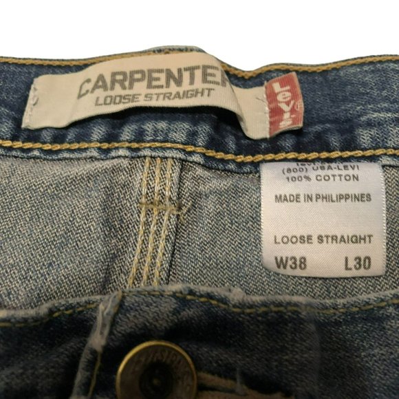 LEVI'S CARPENTER JEANS SZ 38 X 30 LOOSE STRAIGHT STREETWEAR WORKWEAR DENIM MENS - Picture 5 of 5
